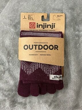 Injinji Mini Crew Length Midweight Merino Wool Toe Socks Hike Large mens 11-13